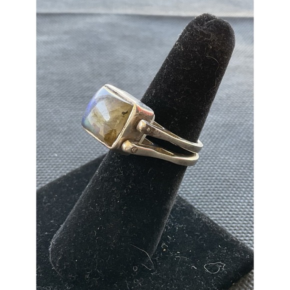 Vintage 925 Sterling Silver Reversible Square Gemstone Ring Size 6 Estate Jewelr - Picture 2 of 10